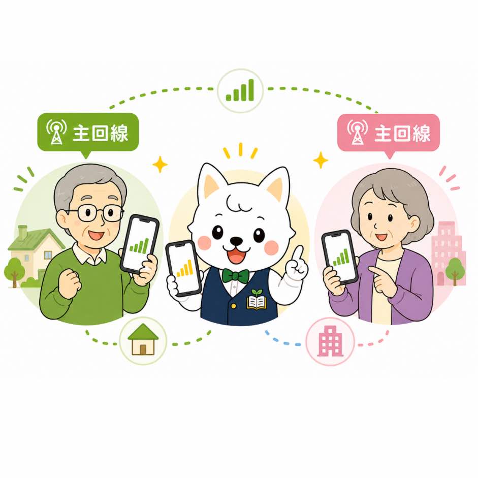povo2.0を主回線として使う家族のイメージ